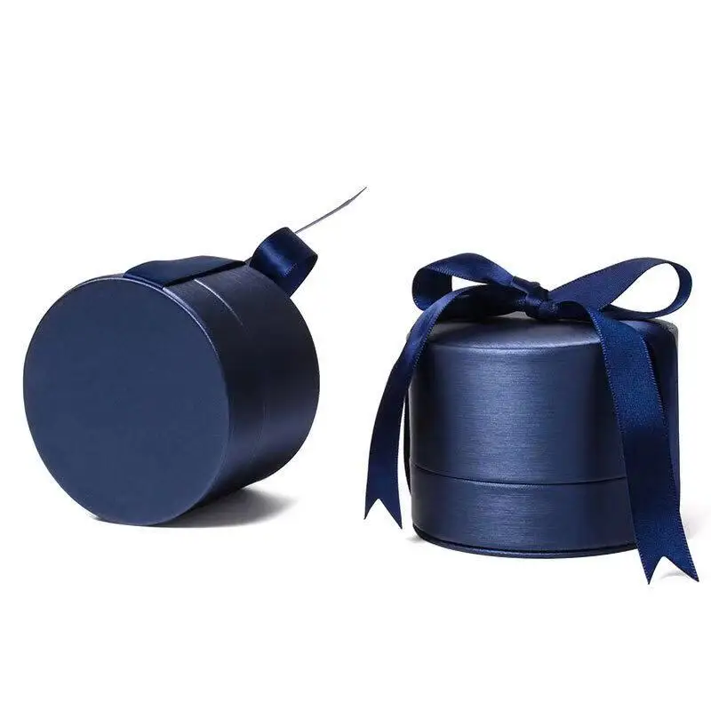 

Xin JIa Yi Packaging Ring Jewelry Box Luxury Jewelry Box Mini Jewelry Box High-end Round Jewelry Blue Box Embossed Jewelry Box