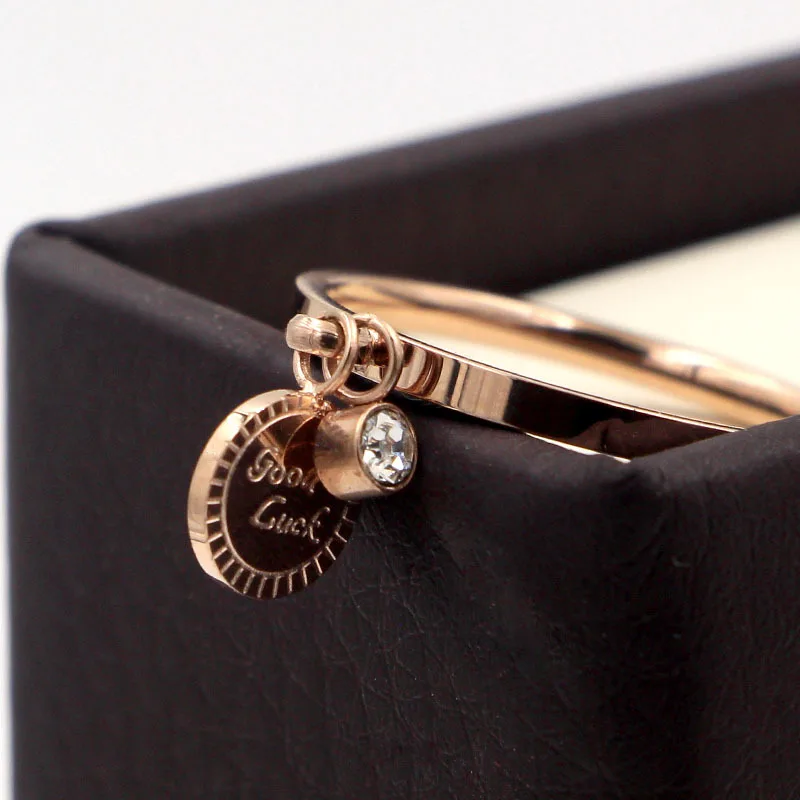 Модное круглое кольцо с английскими буквами, розовое золото, циркон, титановая сталь, кольцо для женщин, ювелирное изделие, подарок