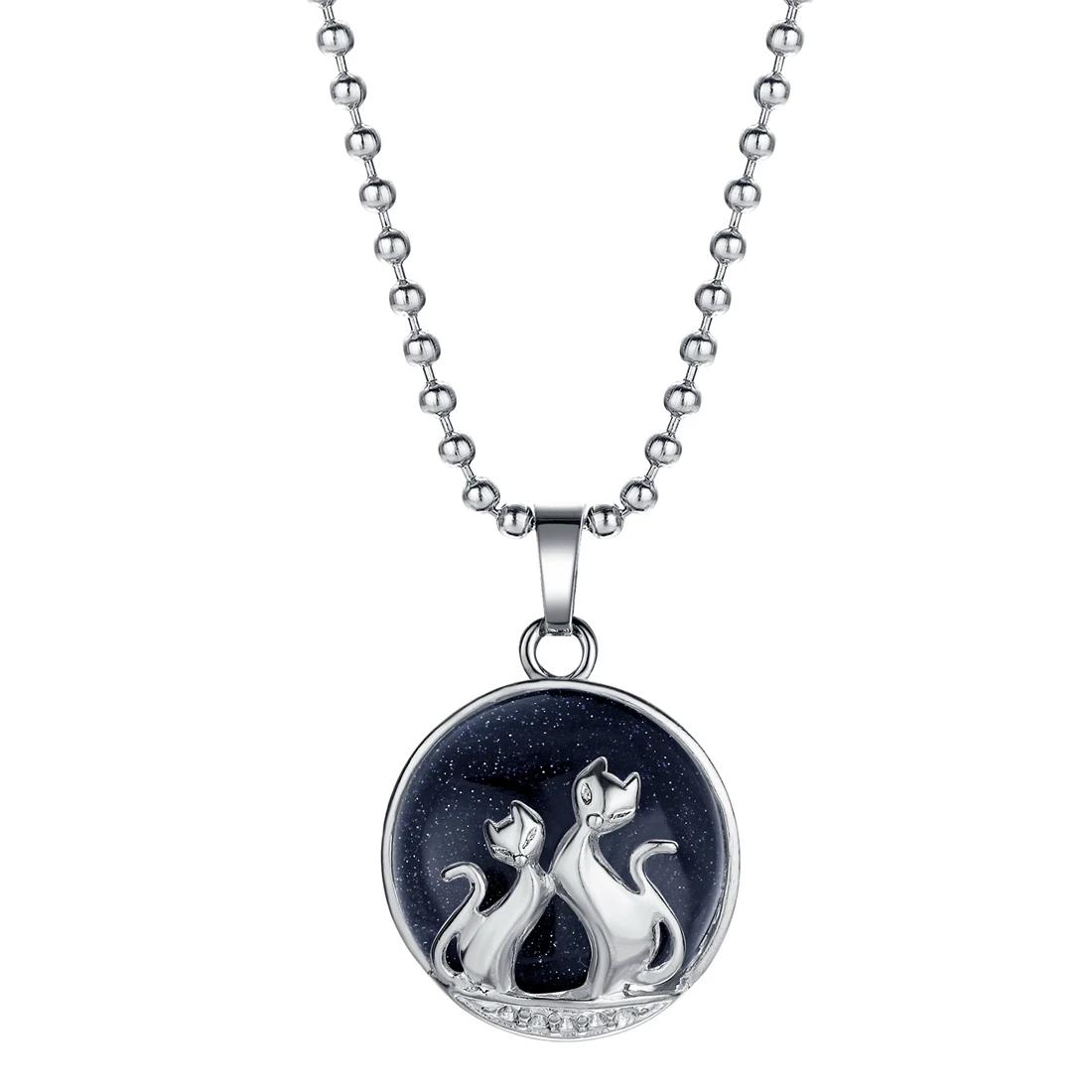 Blue Goldstone SEVENSTONE женское ожерелье с подвеской рейки из натурального камня Angly Cat целебная Йога Медитация баланс ювелирные изделия колье для девушки - Окраска металла: Blue Goldstone
