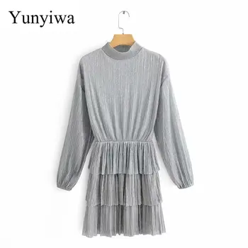 

2020 Women's New Long Sleeve Layered Decorative Wire Dress Women Sexy Dresses Midi Elegant Clothes Club Vestidos