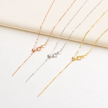 

Genuine 18K White Yellow Gold Chain ADJUSTABLE LENGTH Necklace Pendant 18 inches AU750 Jewelry Necklace Women Nice Gift