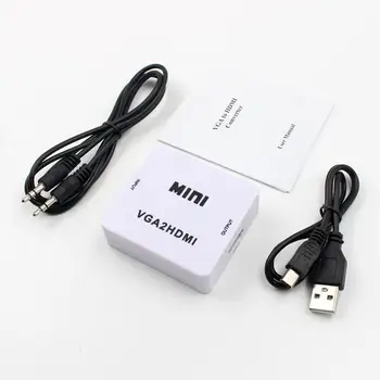 

Mini VGA to HDMI Converter VGA2 HDMI Adapter VGA to HDMI 1080P Charging Cable Adapter Converter for HDTV Projector