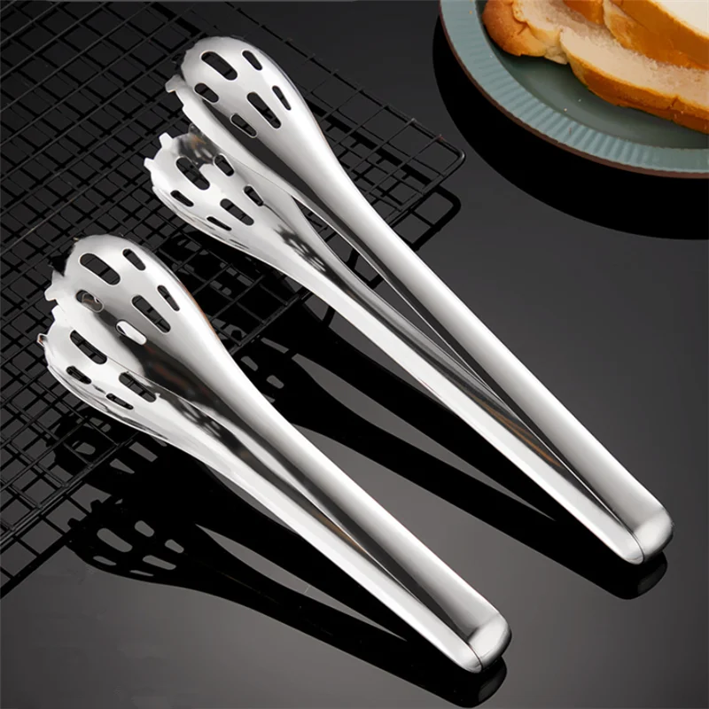 Non-Slip 304 Stainless Steel Food Tongs Meat Salad Bread Serving Clip Barbecue et Clamp Kitchen Accessories
