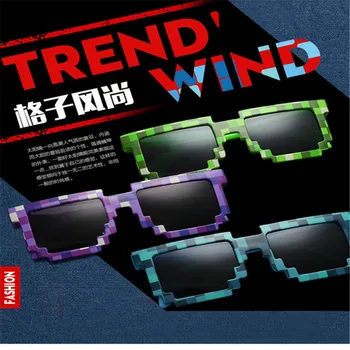 

Gags Mosaic Sunglasses Trick Toy Thug Life Glasses Deal With It Glasses Pixel Women Men Black Mosaic Sunglasses Funny toy