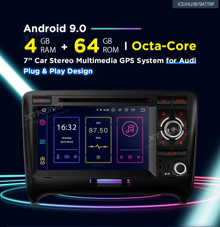 Cheap 7" Android 9.0 Pie OS Car DVD Multimedia GPS Radio for Audi TT MK2 (8J) 2006-2014 with 4GB RAM 64GB ROM & 2K Video Support 1