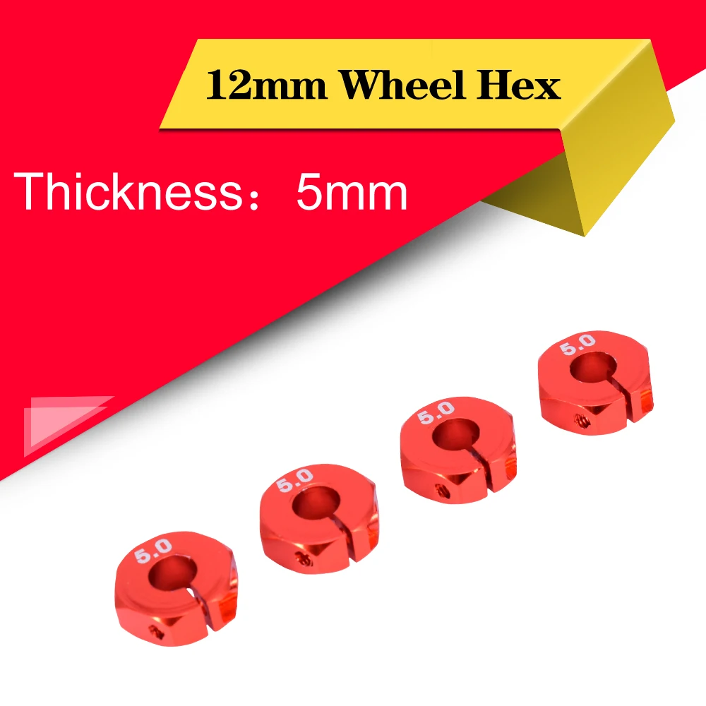 4PCS Aluminum 5mm Thickness Wheel Hex 12mm Drive Red/Dark Blue With Pins &amp amp for Screws HSP HPI Tamiya 1:10 RC Car Wheels Rim | Игрушки