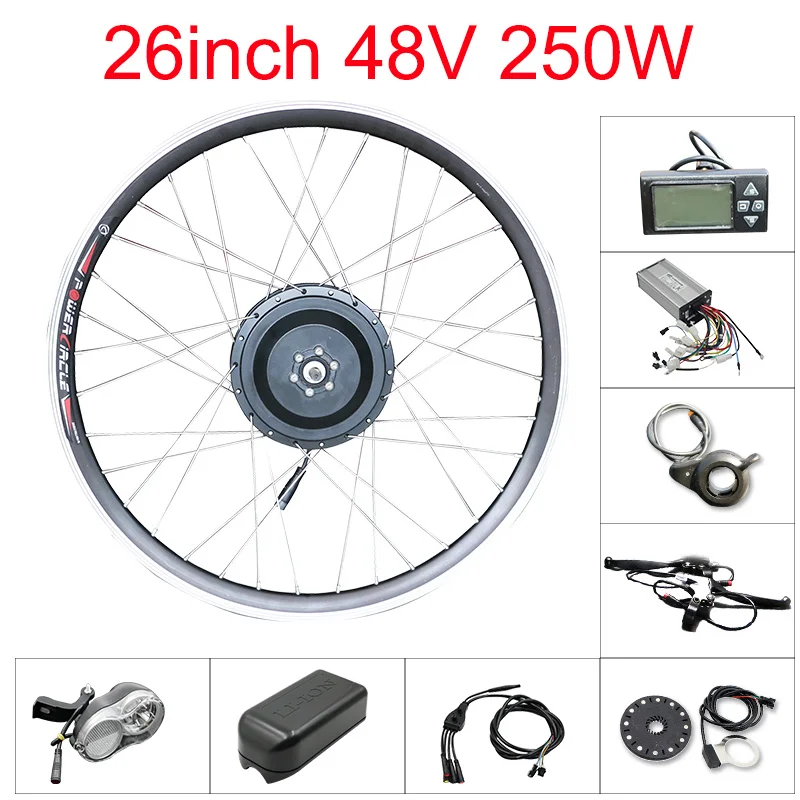 48v 250w/350w/500w electric bike conversion kit without battery 48v front motor wheel electric bicycle kit 20"26"700C hub motor - Цвет: 26 48v250w ebike kit