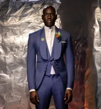 Veste de costume 3 pièces pour homme, Blazer + pantalon + gilet, smoking Business, Slim Fit 