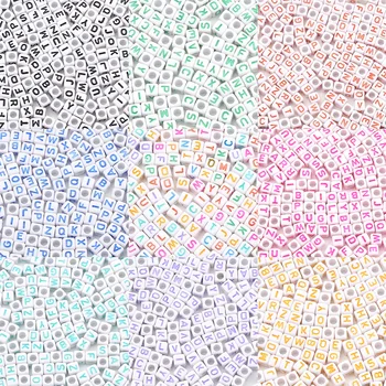 

100pcs 6x6mm Random Letter Acrylic Beads Cube Square Alphabet Spacer Beads For Jewelry Making Diy Fashion Necklace Bracelet