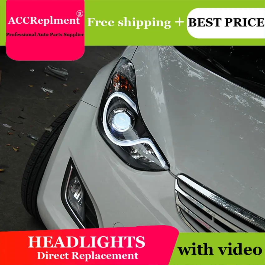 Автомобильный Стайлинг для Hyundai Elantra MD светодиодный фары 2011- Elantra DRL Объектив двойной луч H7 HID Xenon Биксеноновые линзы