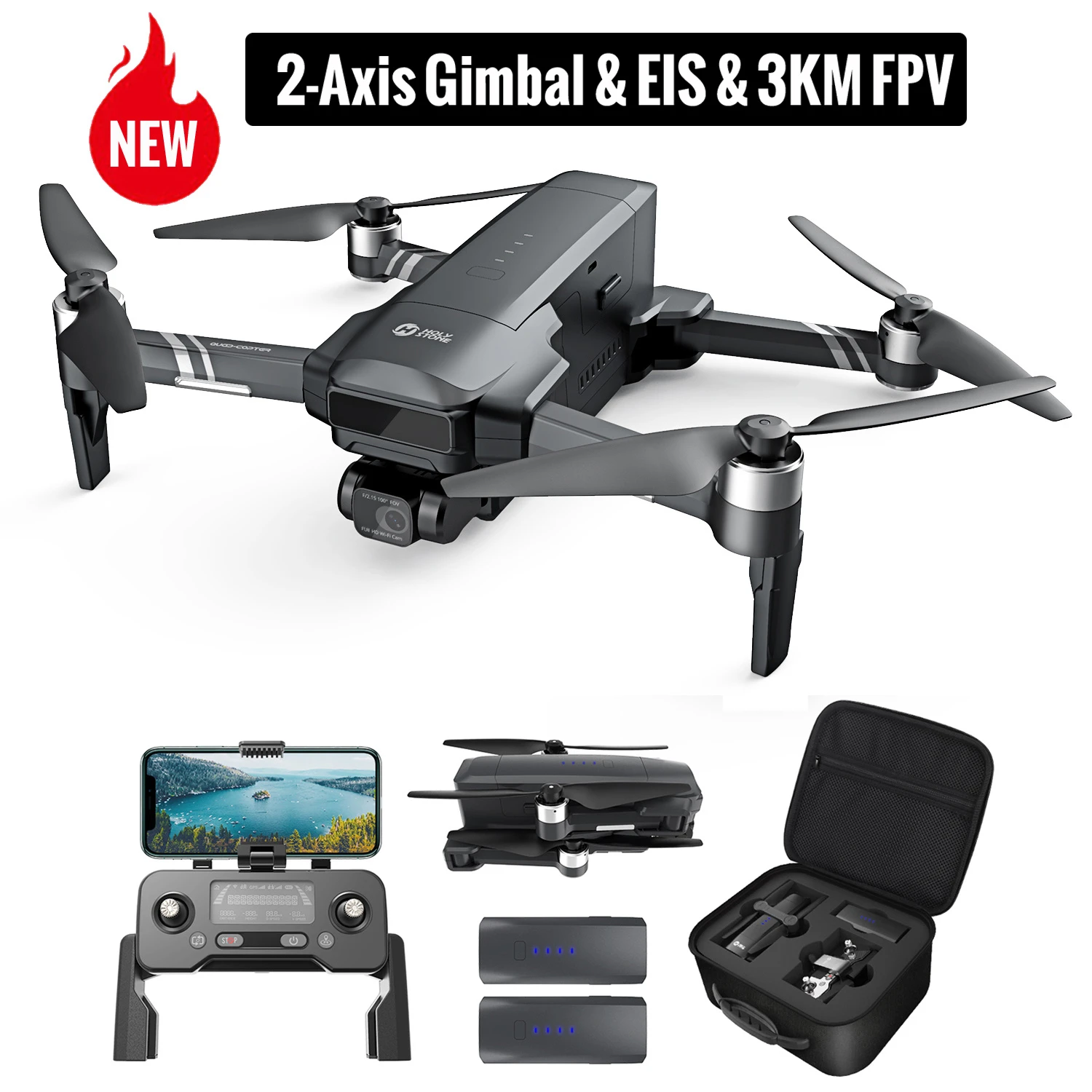 Holy Stone Hs600 Gps Drone With 4k Camera 2asix Gimbal, Eis And 3km