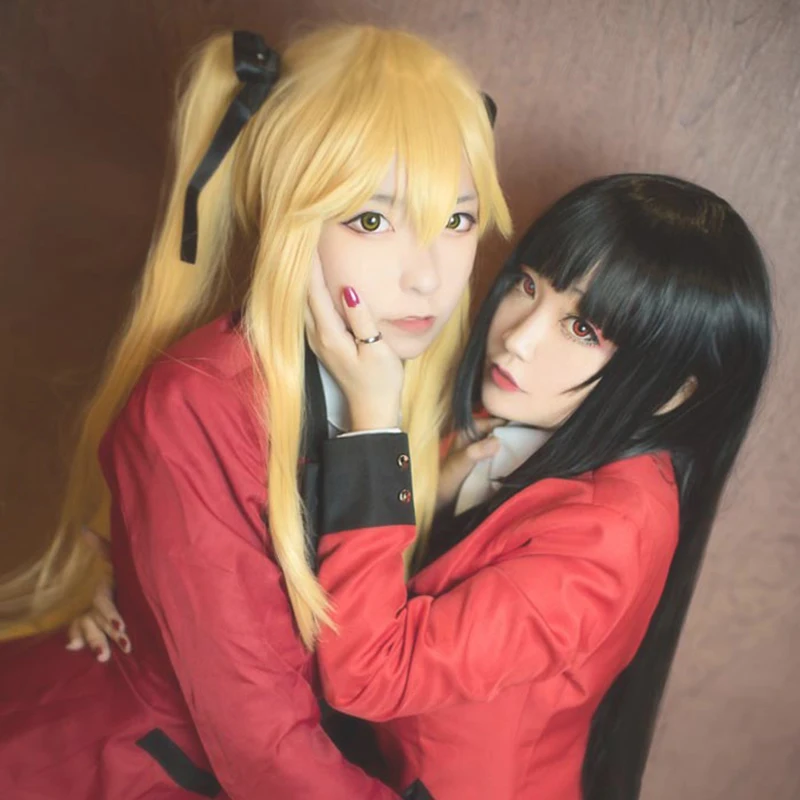 100 см Kakegurui Yumeko Jabami, парики для косплея, черные прямые термостойкие синтетические волосы Perucas Косплей парик