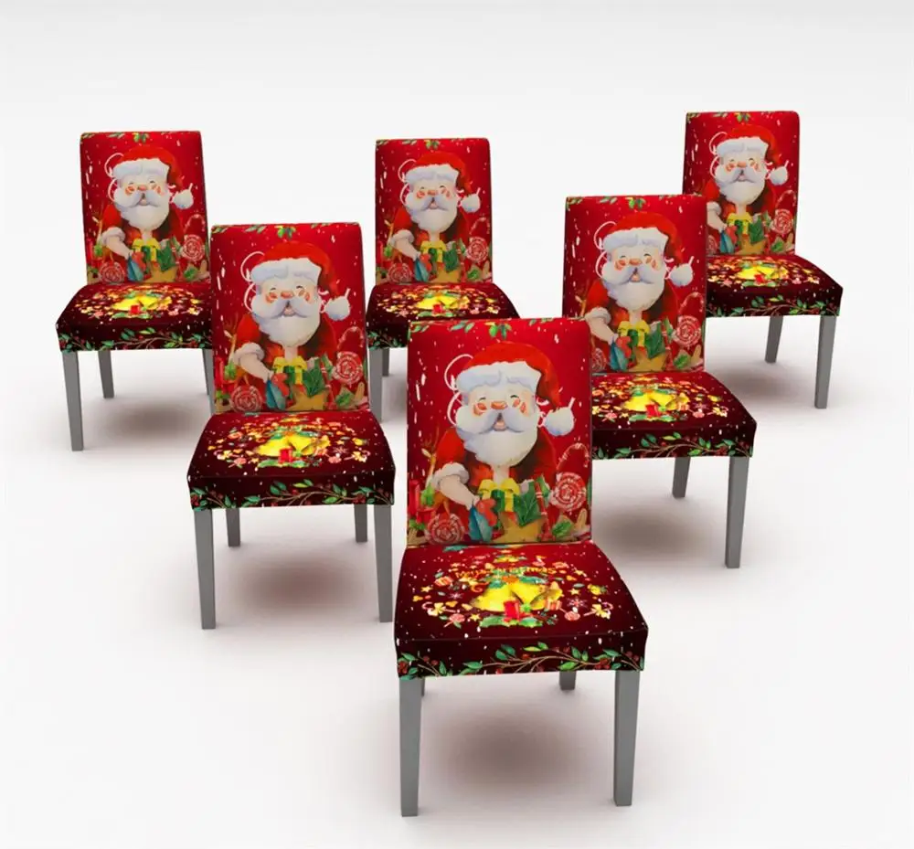 red santa claus Рождественские украшения эластичные чехлы на кресла, чехлы на Рождество, вечерние Чехлы для столовой, банкета, дома, отеля, кухни, Navidad - Цвет: red santa claus