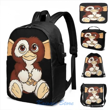 

Funny Graphic print gremlins gizmo mogwai USB Charge Backpack men School bags Women bag Travel laptop bag