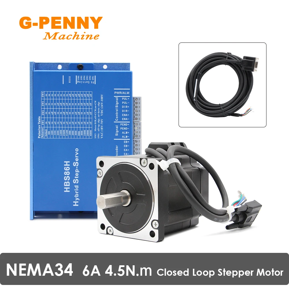 

Шаговый двигатель с замкнутым контуром NEMA34 4,5n. m HBS86H + 86HS45N, Гибридный Драйвер 18-80 В переменного тока (стандартный 50 в) или 30-110 В постоянного тока