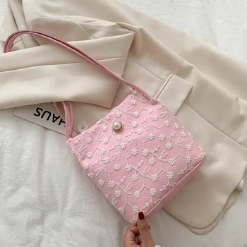 

Senior sense bag female 2020 summer new foreign lace embroidered bucket bag texture ins handbag shoulder bag designer bags