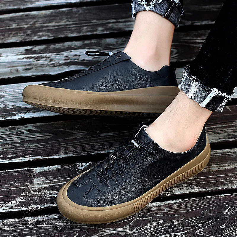 Sneakers Men Shoes Genuine Leather Top Quality Original Brand Autumn Casual Men Shoe Simple White Sneakers Comfortable Men Flats