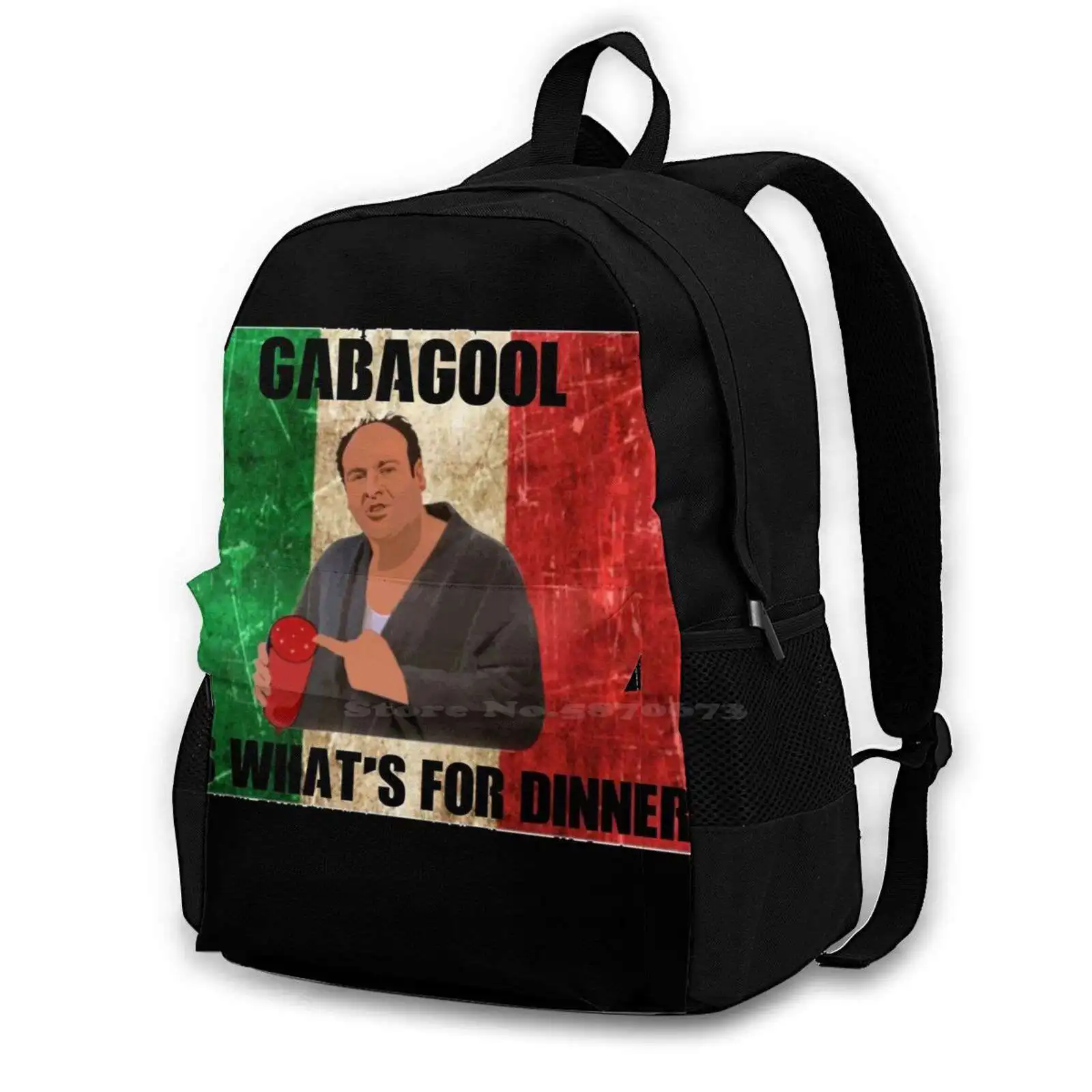 

Gabagool-It's What's For Dinner-Tony Soprano Premium T-Shirt Bag Backpack For Men Women Girls Teenage Black Gabagool