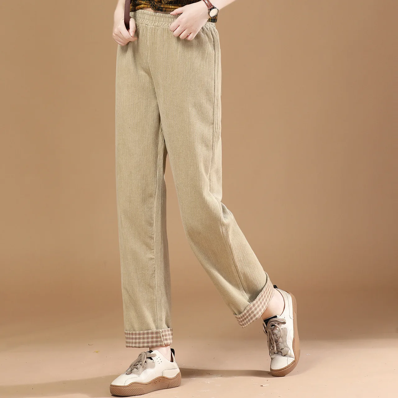 

Corduroy casual wide-leg pants 2020 autumn and winter new products elastic waist thickened casual pants