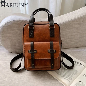 

Vintage Wax Leather Women Backpack Large Capacity Female Travel Backpack Adjustable Shoulder Strap School Bags For Teenage Girls