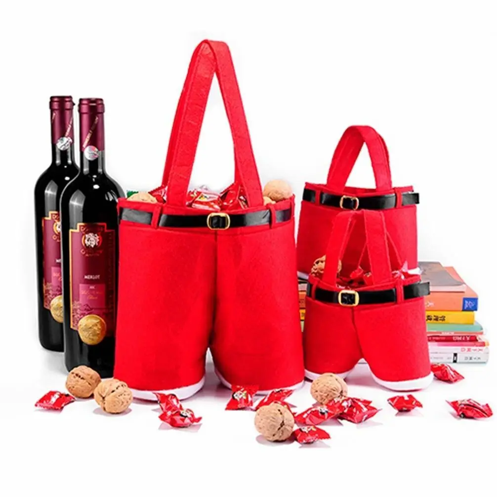 Hot Santa Pants Handbag Xmas Decor Wedding Candy/Gift Buckram Wine-Bag Christmas 