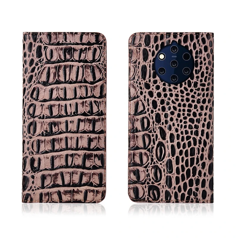 

Crocodile Back Pattern Genuine Real Leather Magnetic Flip Phone Bag For Nokia 9 PureView/Nokia 8 Sirocco Phone Case Coque Funda