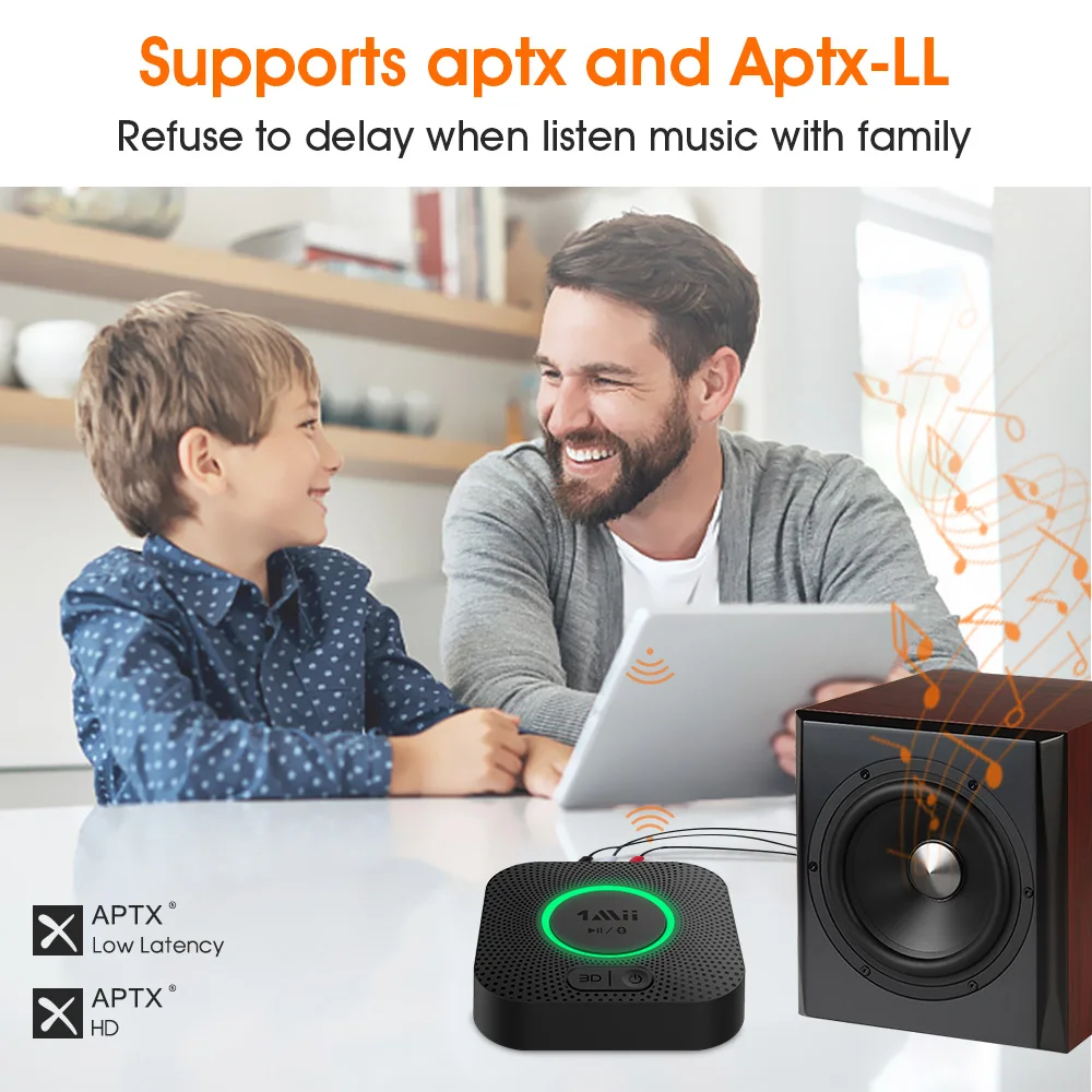 Receptor de Áudio Bluetooth para Fone de Ouvido do Carro Plus Bluetooth Aptx ll hd 3d 2rca 3.5mm Jack Aux Adaptador Casa Estéreo 1mii B06 5.0 - Image 4