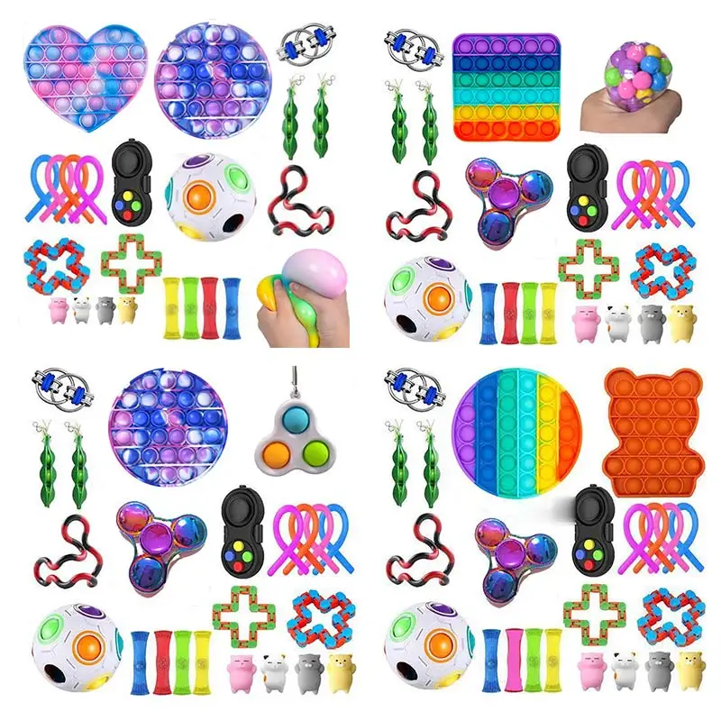Fidget-Toys Gift-Pack Anti-Stress-Set Relief Pop-It Stretchy-Strings Squishy Sensory