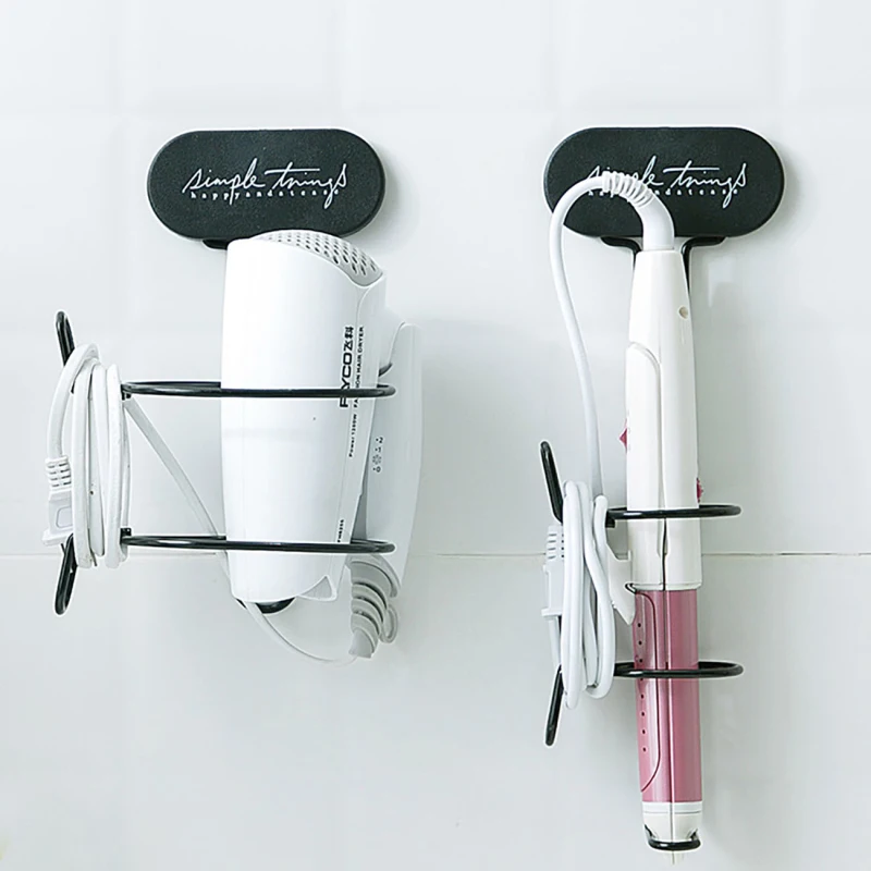 Hair Dryer Holder Straightener Curling Iron Storage Rack Wall Mounted