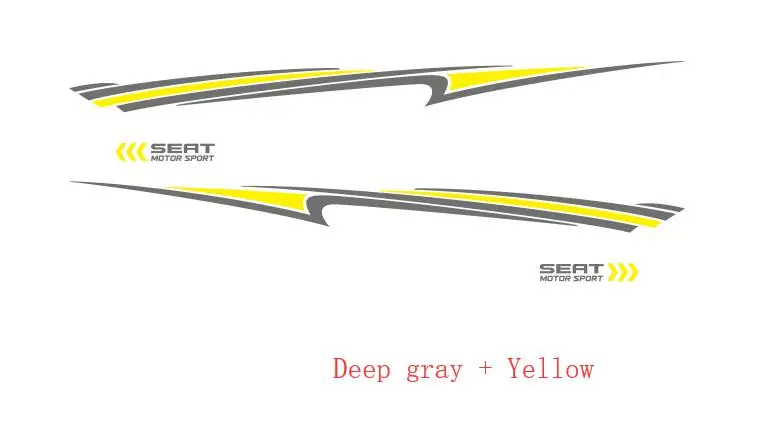 Deep gray-Yellow Обе стороны гоночных полос для сиденья Ibiza 3-5 дверей автомобиля тела Васит линии стикеры спортивные стильные аксессуары Авто Виниловая Наклейка - Название цвета: Deep gray-Yellow