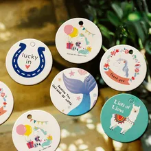 100 шт милые белые закладки Единорог Винтажные розы с надписью «спасибо» Подарочные бирки ремесленный круглый Альпака лама бумажные этикетки