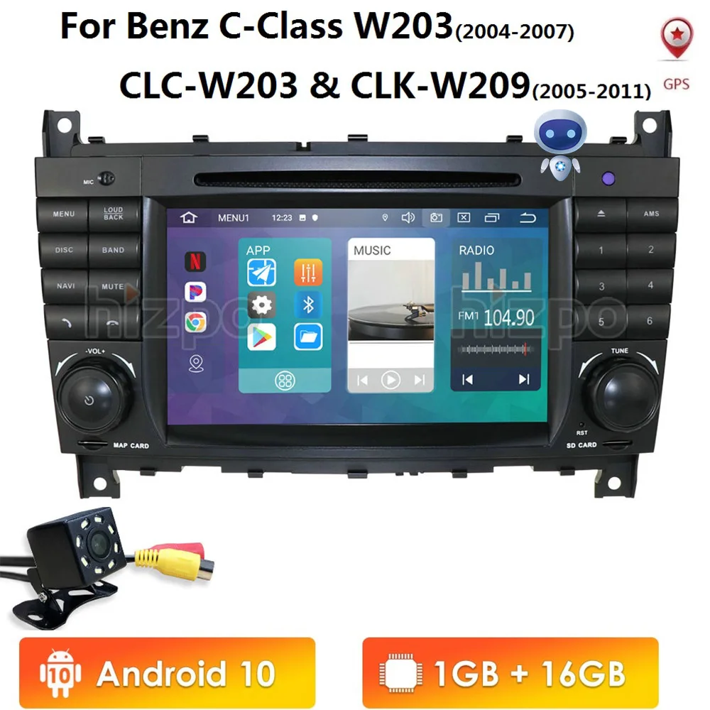 Android 10 4G WIFI 2DIN автомобильный DVD GPS для Mercedes/Benz W203 W209 W219 W169 A160 C180 C200 C230 C240 CLK200 CLK22 Радио