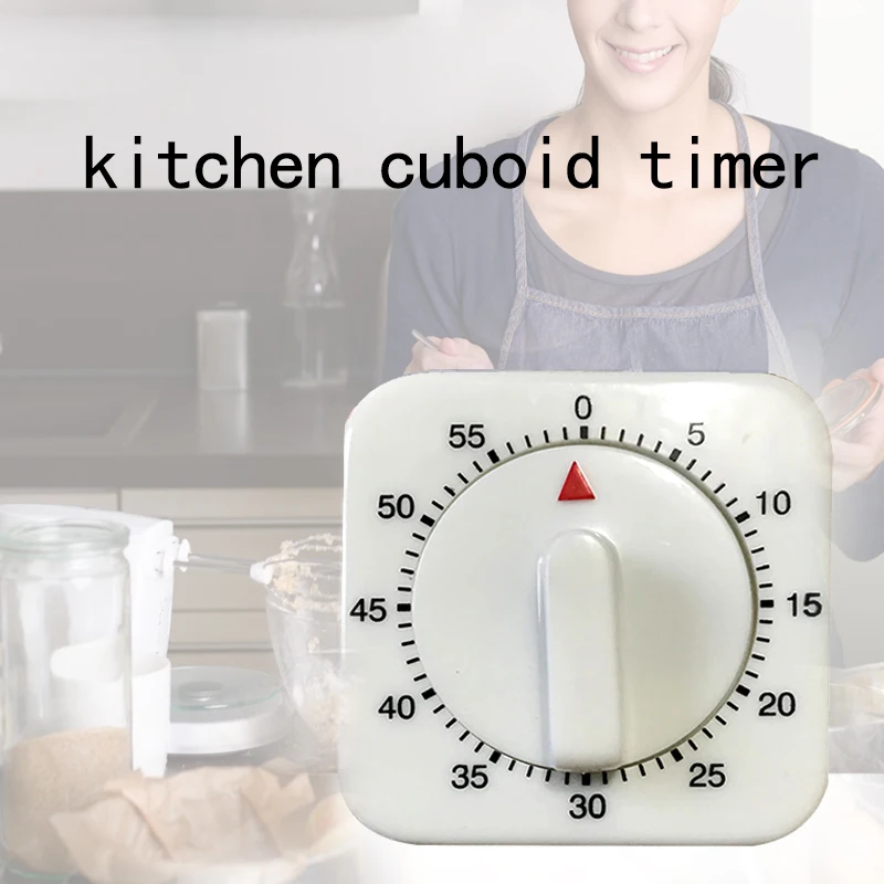 

New Kitchen Timer Portable 60 Minutes Count Down Alarm Reminder White Square Mechanical Timer For Home Baking Tools
