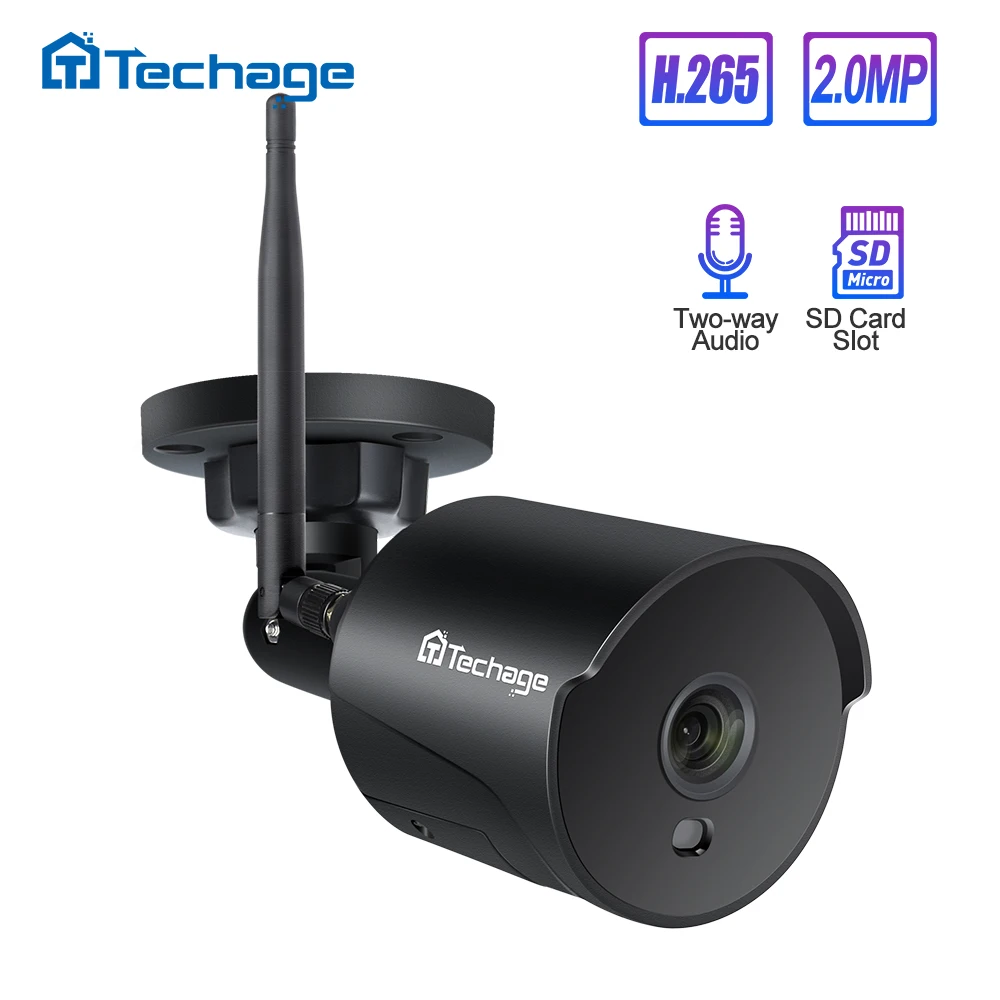 Sentidos de Áudio Cctv ao ar Slot para Cartão 2mp sem Fio ip em Dois Techage Wifi Câmera Visão Noturna P2p Onvif Livre Vídeo Vigilância tf 1080p ir