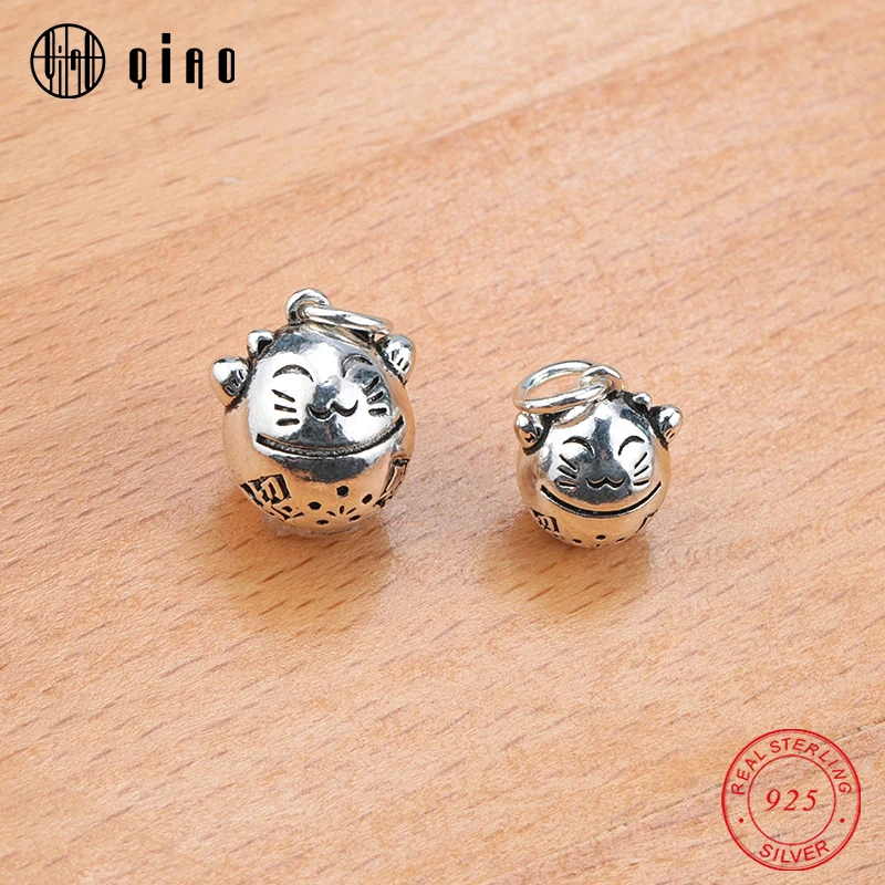 

One piece 925 sterling silver cute Pendant of The Maneki Neko Lucky Cat,Techno Cat,Money Cat,Fortune Cat For Jewelry making