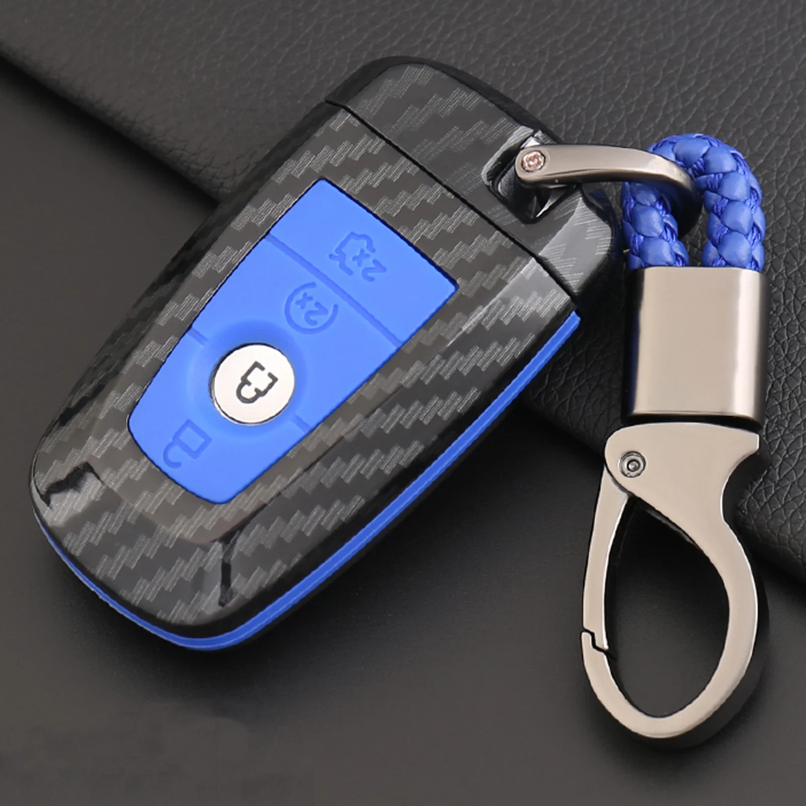 Carbon Blue 10X автомобильный чехол для ключей из углеродного волокна+ силиконовый чехол для Ford Fusion Mondeo Mustang Edge Expedition EXplorer смарт-чехол для ключей - Название цвета: Carbon Blue