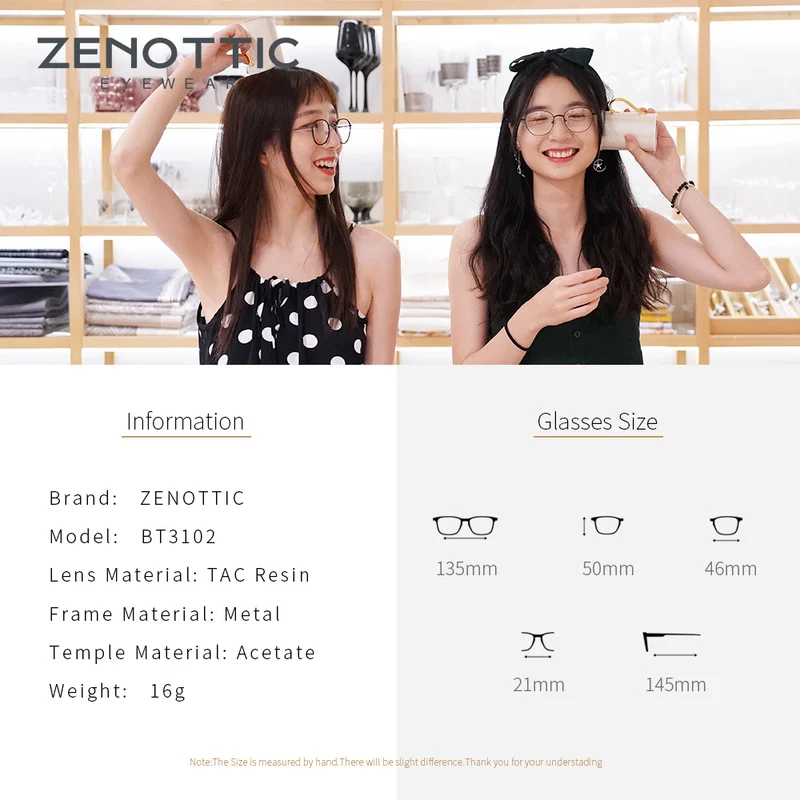 ZENOTTIC Ретро оправа для очков женщин оптическая близорукости винтажная прозрачная