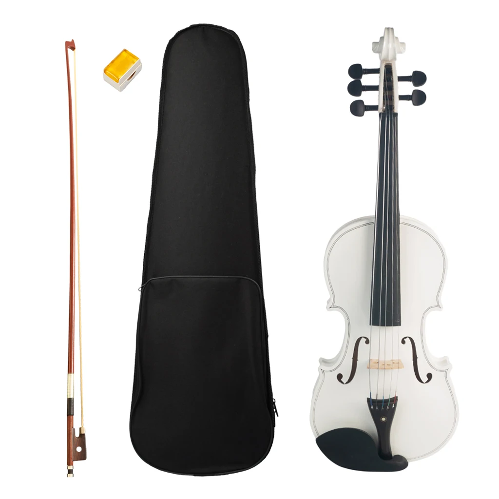 

1 Set 5 String 4/4 Violin Fiddle White with Storage Bag, Bow, Rosin for Violinist Students Beginners Kit