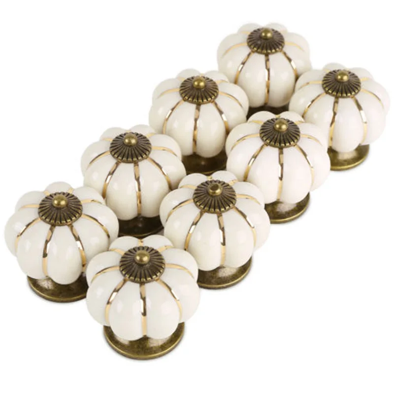 

8pcs Retro Minimalist Ceramic Cupboard Cabinet Door Knobs Drawer Pull Set