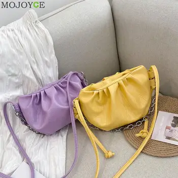 

Retro Casual Women Totes Shoulder Bags Female Leather Solid Color Chain Handbag Fashion Exquisite Shopping Bag