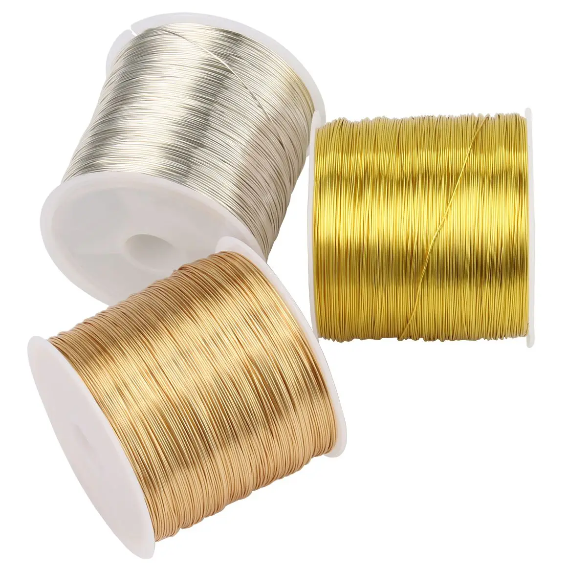 100 m/Rolle Gold Silber Farbe Kupferdraht für Armband Halskette DIY farbecht Perlendraht Schmuckschnur Schnur Handwerkherstellung