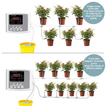 

Solar Intelligent Watering Garden Automatic Watering Dual Pump Controller Plants Drip Irrigation Device Water Pump Timer System