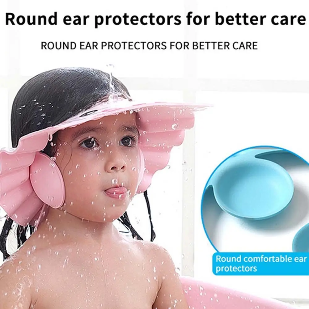 Adjustable Children Ear Protection Prevent Water Into Ear Infant Baby Shower Cap Kids Bath Hat Shampoo Cap Hair Wash Shield Hat