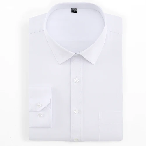 Формальная Мужская рубашка с длинным рукавом, модная саржевая/Однотонная легкая в уходе Стандартная посадка размера плюс, деловая умная Повседневная рубашка для работы - Цвет: 07-20 Fine Twill