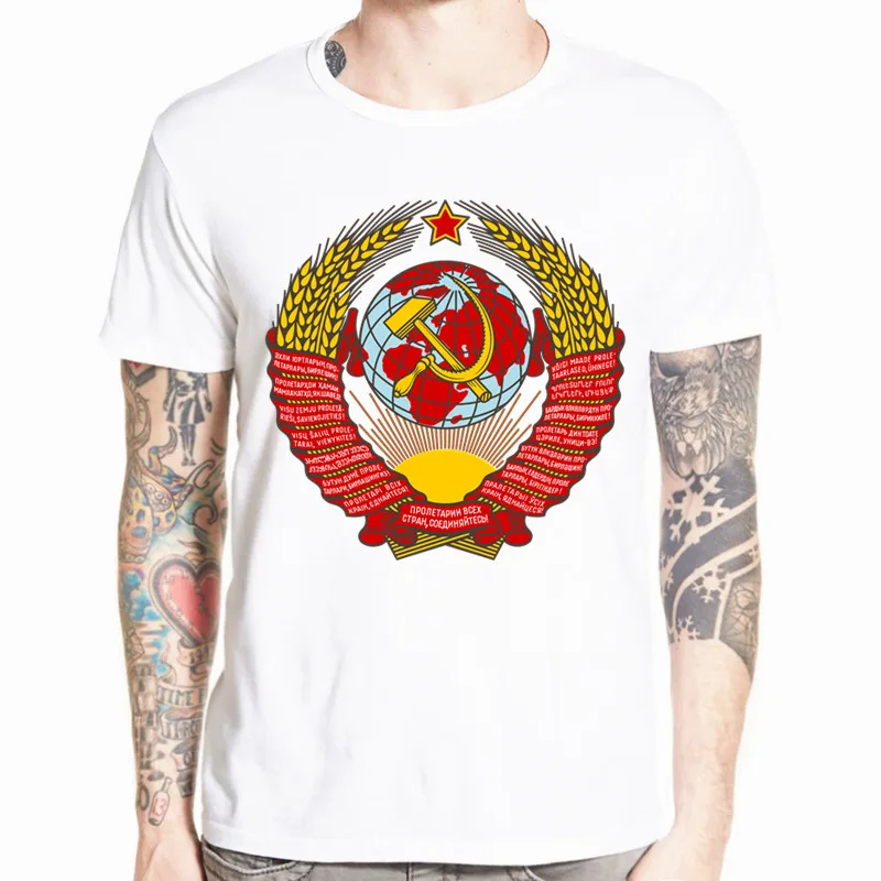 CCCP футболка Гагарина дизайн новая мужская футболка с коротким рукавом летняя крутая мужская одежда с круглым вырезом HCP875 - Цвет: HCP4125E