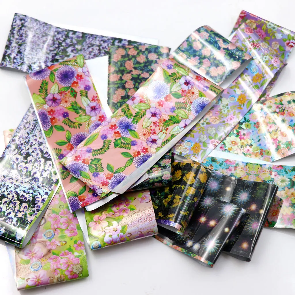 Накладные ногти Sticker16Rolls/набор Фольга для ногтей Блестящий смешанный для маникюра ногтей украшение слайдер Обертывания Декор голографический гвоздь