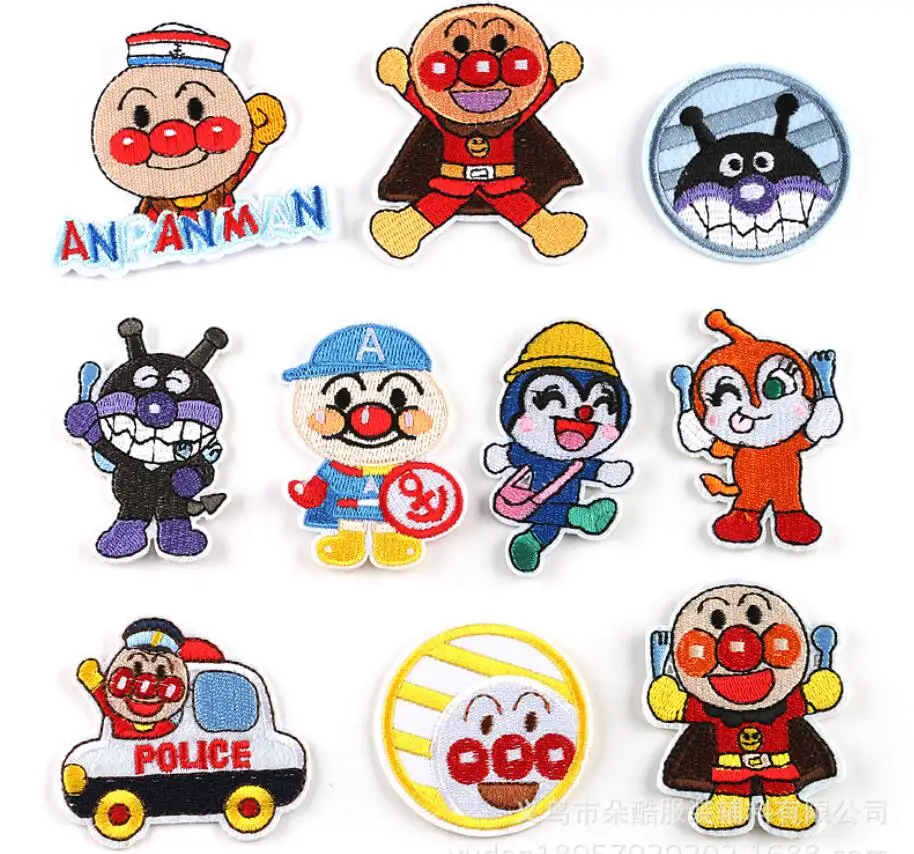 

Anpanman Cartoon Red Bean Bread Superman Bacteria Boy Embroidered Backpack For Children iron on patches badge