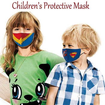 

Superhero Cute Face Mask Children Washable Reusable Dust Protective Mask Filter Breathable Fashion Cloth Fabric Mask Mouth Caps