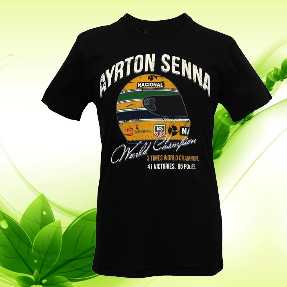 Модная черная футболка Ayrton Senna World Champ | Мужская одежда