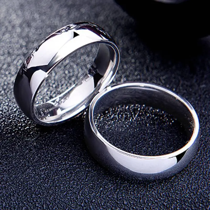 Couples rings JUCHAO Smooth Stainless Steel Couple Rings 6MM